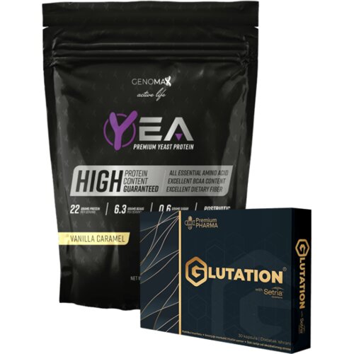 YEA Protein, Vanila Karamela 1kg + Glutation Cene