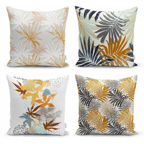 Minimalist Cushion Covers Komplet 4 dekorativnih prevlek za vzglavnik Autumn Leaves, 45 x 45 cm