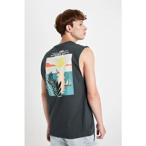 Defacto Boxy Fit Printed Crew Neck Undershirt