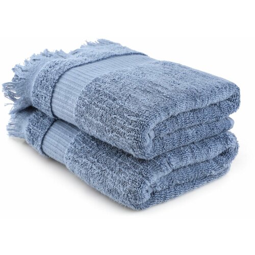 zeus - blue blue bath towel set (2 pieces) Slike