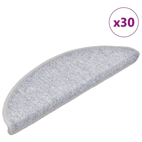 vidaXL Stopniščne preproge 30 kosov 56x17x3 cm svetlo sive polkrožne Cene