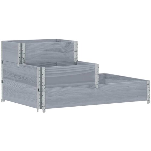 VidaXL Visoka greda 3-nadstropna siva 120x80 cm trdna borovina, (21317320) Slike