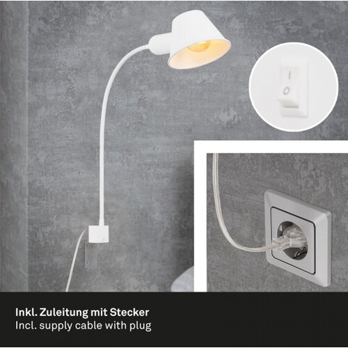BRILONER 2079-016 - zidna fleksibilna lampa 1xE27/10W/230V bela Slike