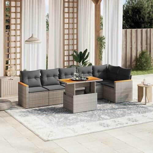 vidaXL 7-dijelni set vrtnih sofa sivi od poliratana Cijene
