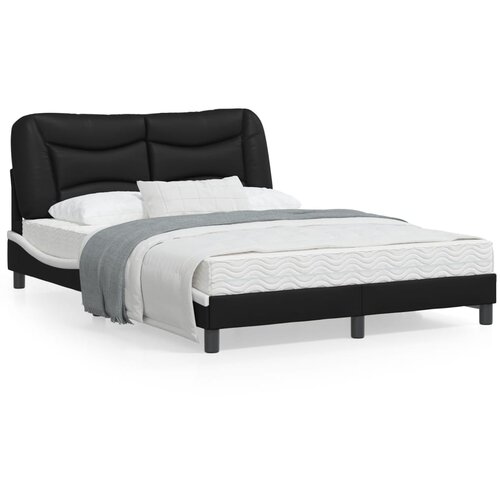 VidaXL Okvir kreveta LED crno-bijeli 140 x 200 cm od umjetne kože Slike