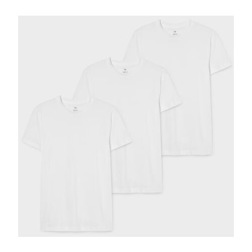 CA Muška majica na kratak rukav, Obična, Skinny Fit, Set od 3, Bela Cene