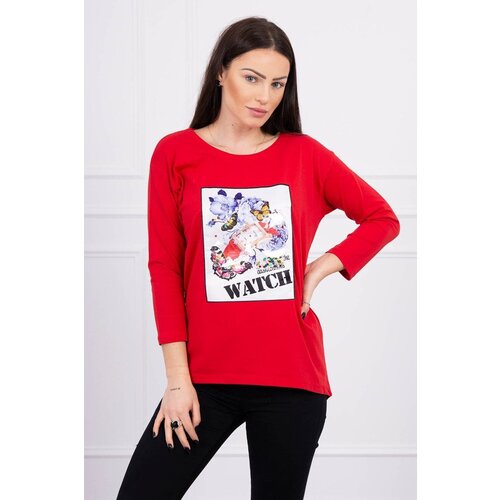 Kesi Blouse with 3D Watch red graphics Slike