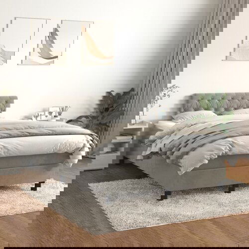 The Living Store Box spring postelja z vzmetnico svetlo siva 120x200 cm žamet - Box Spring Postelja, (21488831) Cene