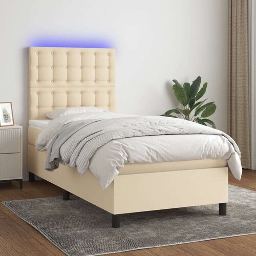  Krevet box spring s madracem LED krem 80 x 200 cm od tkanine Cijene