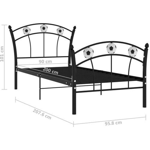  Okvir za krevet s nogometnim uzorkom crni metalni 90 x 200 cm Slike