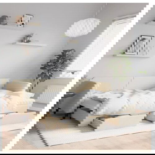 vidaXL Izvlečna dnevna postelja s predali krem 80x200 cm bla Cene