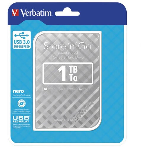 Hard DISK 2.5&amp;quot; 1TB USB 3.0 - 3D SURFACE VERBATIM 53197 SREBRNI BLISTER Slike