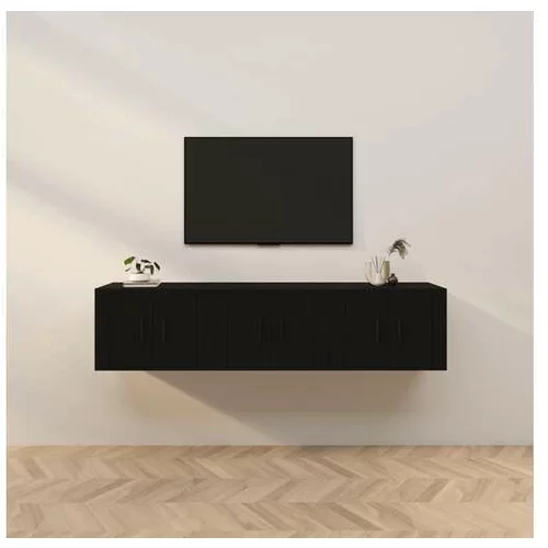  Stenska TV omarica 3 kosi črna 57x34,5x40 cm