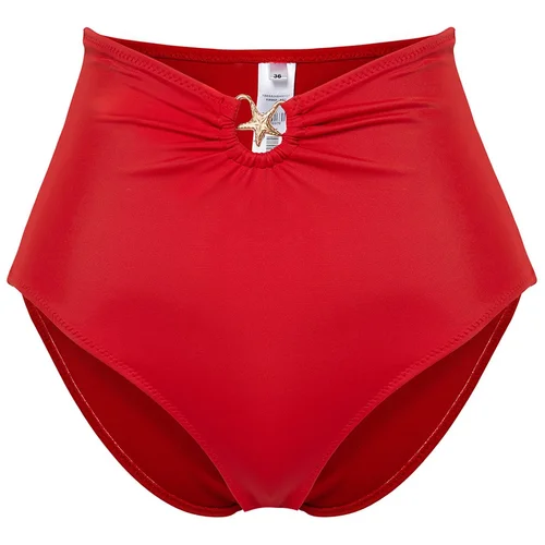 Trendyol Red*003 High Waist Regular Bikini Bottoms with Plain Panties