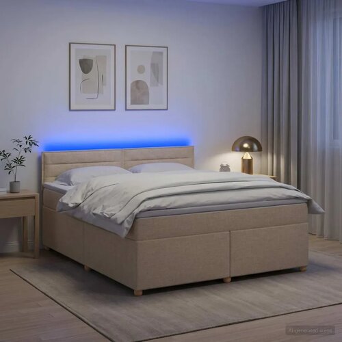  Boxspring krevet s madracem Krem 160 x 200 cm Tkanina - Krem 160 x 200 cm Dizajn linija Slike