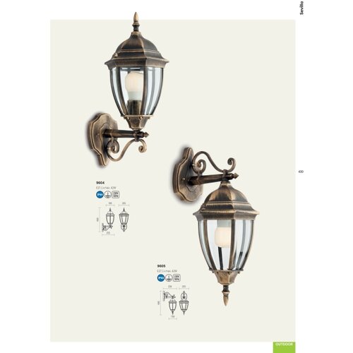  Redo 9604 - Spolja&amp;scaron;nja zidna lampa SEVILLA 1xE27/42W/230V IP44 zlatna/patina Slike