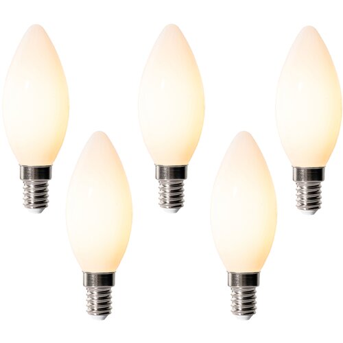 LUEDD Komplet 5 E14 zatemnitvenih LED žarnic B35 Opal 4W 400 lm 2200K Slike