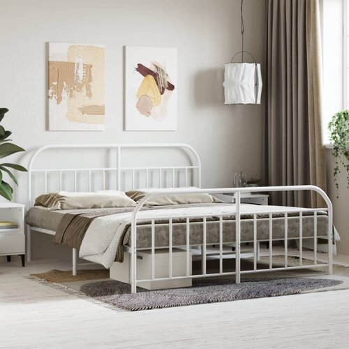vidaXL Metalni okvir kreveta uzglavlje i podnožje bijeli 183x213 cm Cijene