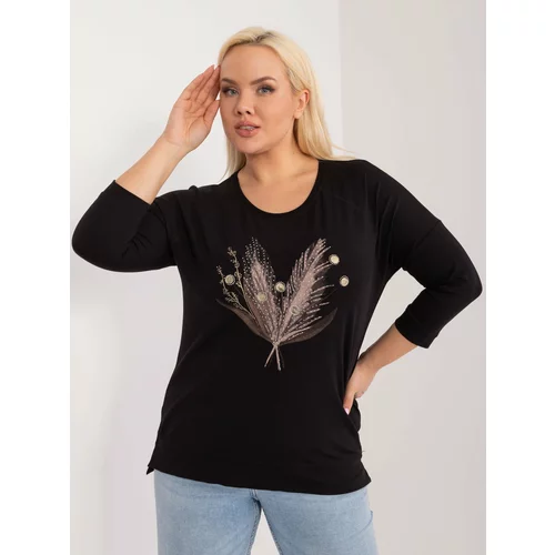 Fashion Hunters Black oversized blouse with a round neckline