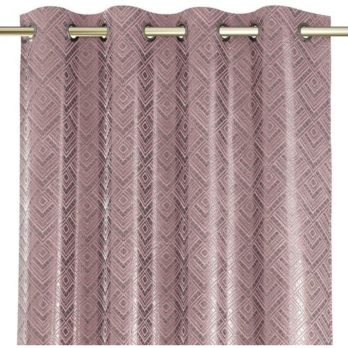 AmeliaHome Curtain CASPE color pink printed style glamor silver eyelets blackout suede shine 140x250 Slike