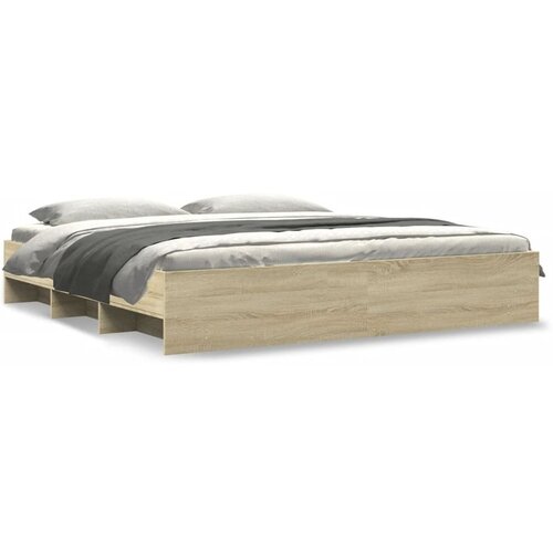 vidaXL Okvir za krevet boja hrasta 200x200 cm od konstruiranog drva Cene