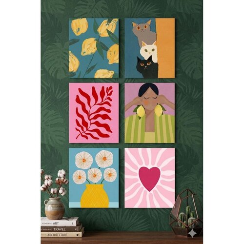 WALLXPERT Art6Cnvset2-2030 Multicolor Decorative Canvas Painting (6 Pieces) Cene
