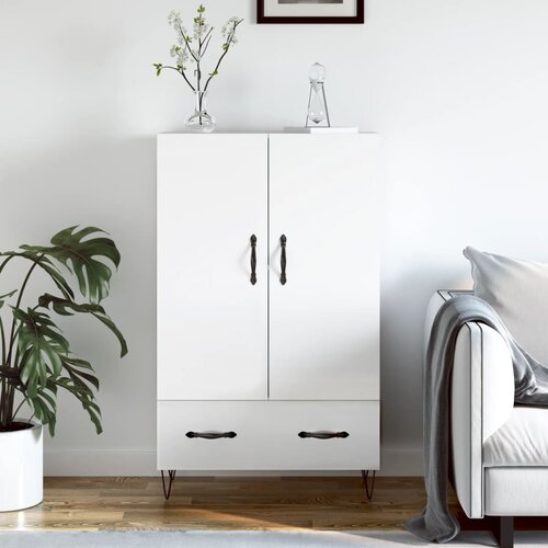 The Living Store Visoka omara visok sijaj bela 69,5x31x115 inženirski les - Visoka Omarica, (21435456) Slike
