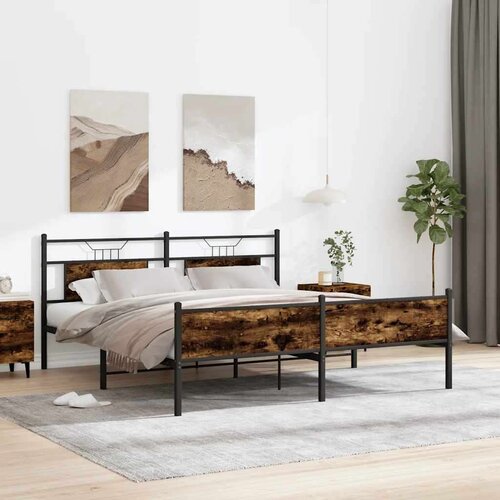 VidaXL metalni okvir kreveta bez madraca boja hrasta 180x200 cm Slike