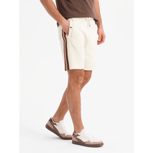 Ombre Unisex sweat shorts with drawstring waistband - brown Cene