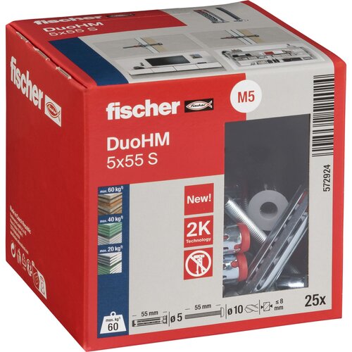 Fischer Vložek za vdolbine DuoHM 5x55 S TX (Ø x Do: 10 x 55 mm, Najlon, 25 kos, M 5) Cene