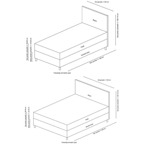 Kalune Design Osnova za krevet sa uzglavljem Vitalia, 120x110x200 cm, Antracit Slike
