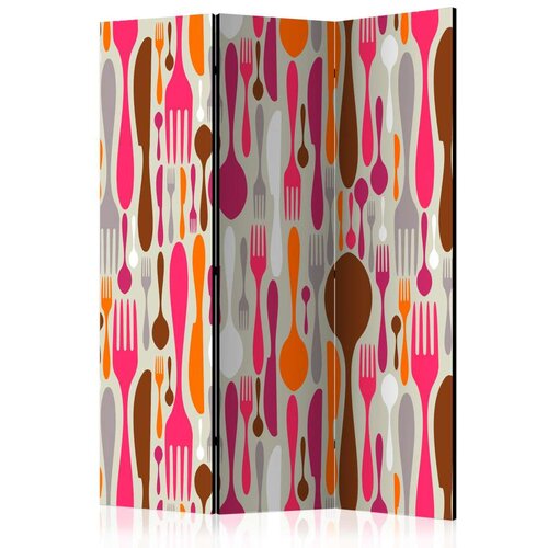  Paravan u 3 dijela - Cutlery - pink and violet [Room Dividers] 135x172 Slike