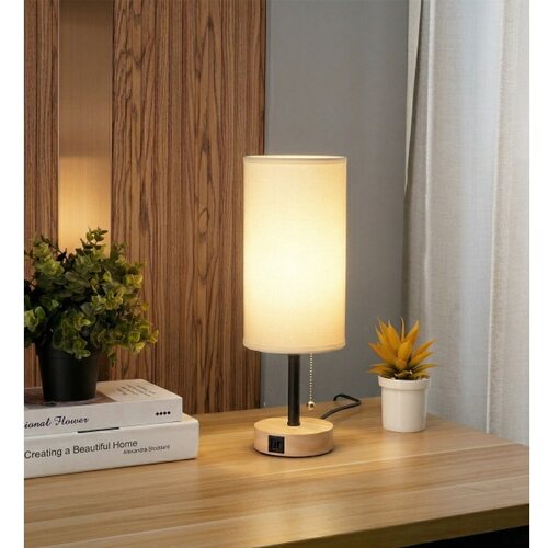  Brilagi - Stona lampa sa USB portom TABLON 1xE27/25W/230V hrast/crna/bela Slike