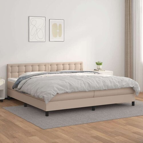  Krevet box spring s madracem cappuccino 200x200cm umjetna koža Cene