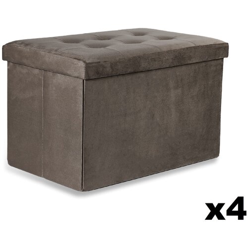 Brandless XL zložljiv puf z gumbi - 60x38x38cm žametno siva x 4, (22056784) Cene