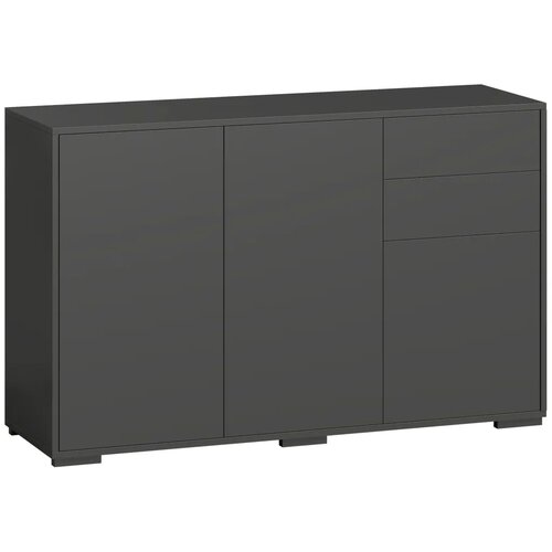  Komoda ladica 2 ladice push-click 117 cm x 36 cm x 74 cm crna Slike
