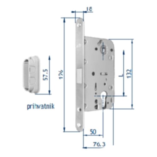 Madras doo Beograd Brava za drvena vrata (50x90mm-NOVO), sa magnetom KLJUČ  BANE (1450.18.107) Cene