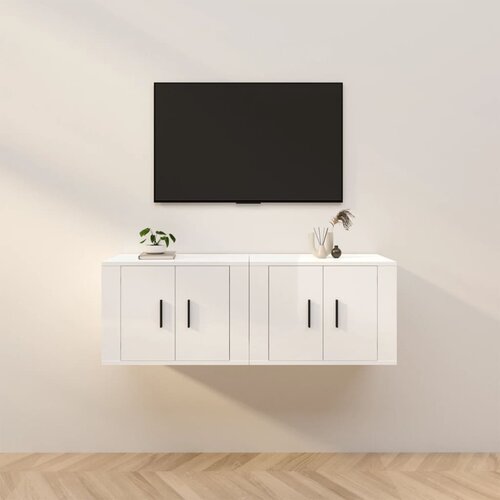 vidaXL Stenska TV omarica 2 kosa visok sijaj bela 57x34,5x40 cm Cene