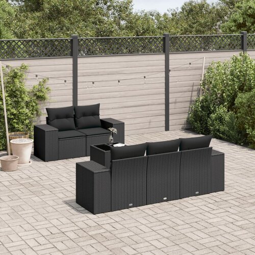 vidaXL 6-dijelni set vrtnih sofa s jastucima crni od poliratana Cijene