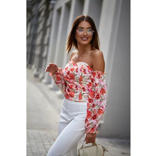 Fasardi Spanish blouse with orange and cream flowers