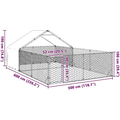 vidaXL Zunanji pasji boks z izpustom 6x3x1,9 m pocinkano jeklo Cene