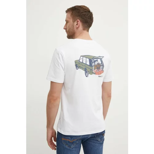 PepeJeans Pamučna majica ARMIND za muškarce, boja: bijela, s tiskom, PM509642