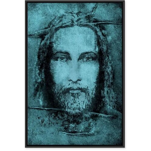  Slika - Shroud of Turin in Turqoise (1 Part) Vertical 80x120 U crnom drvenom okviru Slike