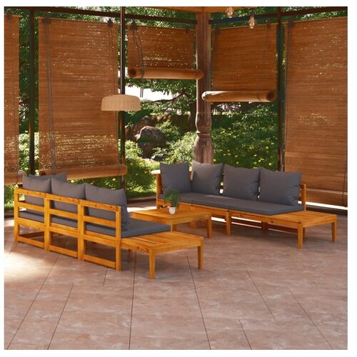  5-dijelna vrtna garnitura s tamnosivim jastucima bagremovo drvo Cijene
