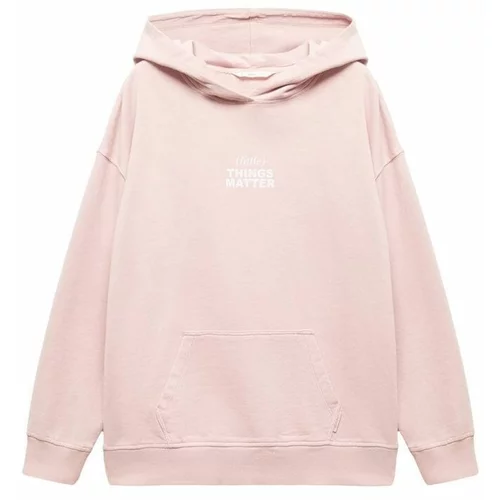 MANGO TEEN Sweater majica 'Things' pastelno roza / bijela