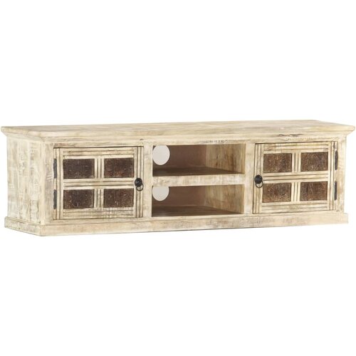 Furnova TV omarica bela 130x30x36 cm trden mangov les, (21924202) Cene