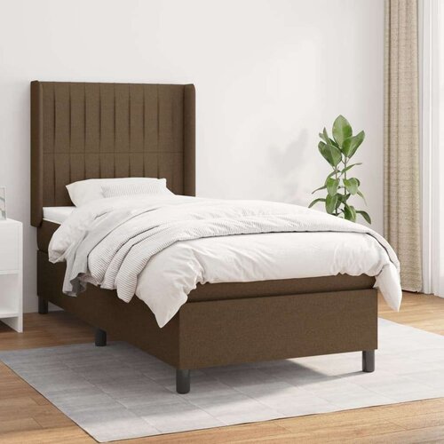  Box spring postelja z vzmetnico temno rjava 90x200 cm blago, (20901561) Slike