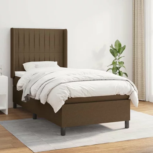  Box spring postelja z vzmetnico temno rjava 90x200 cm blago, (20901561)