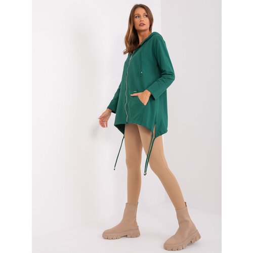 Fashion Hunters Dark green cotton zip-up sweatshirt Slike