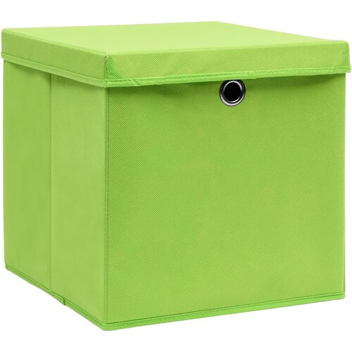  Kutije za pohranu s poklopcima 4 kom zelene 32x32x32 cm tkanina Slike